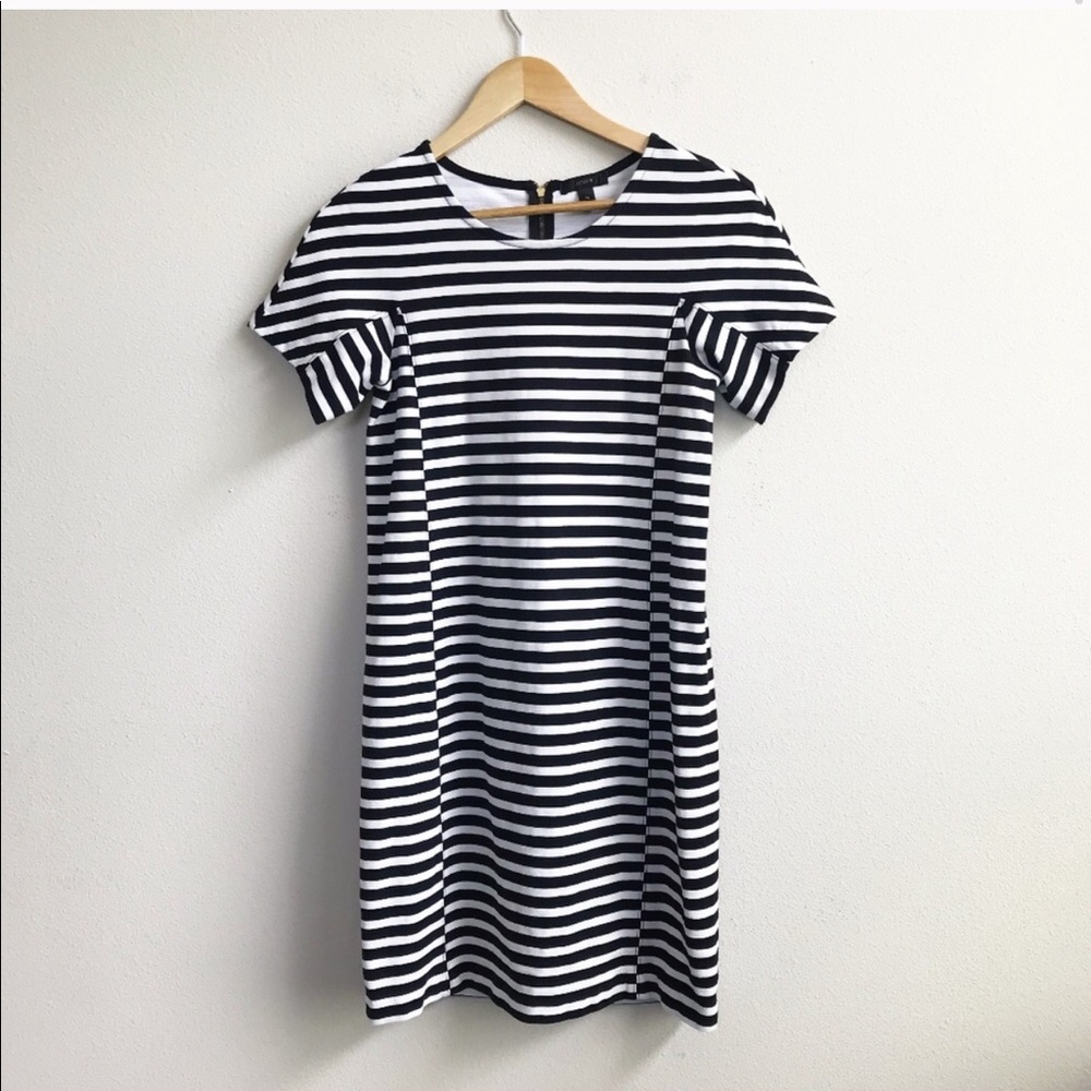 J Crew Black & White Striped Dress